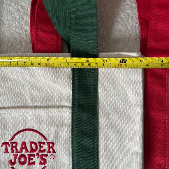 Trader Joe’s Mini Canvas Tote Bags Set of 2 – Red & Green NWT Reusable Sturdy - Picture 4 of 5